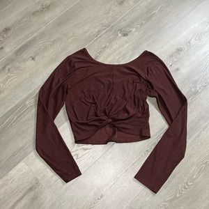 Beyond Yoga Featherweight Twist Of Fate Pullover -Mahogany Brown Heather -Large